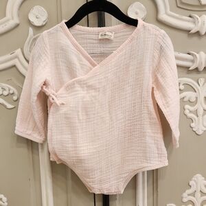 Peter Alexander Baby Girl Organic Cotton Pink Wrap Bodysuit Size 6/ 12 Months